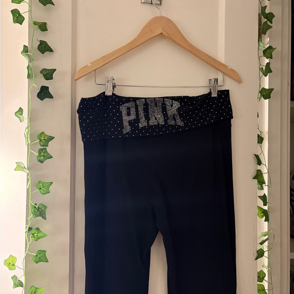 PINK Victoria's Secret Black and Silver Kids Leggings